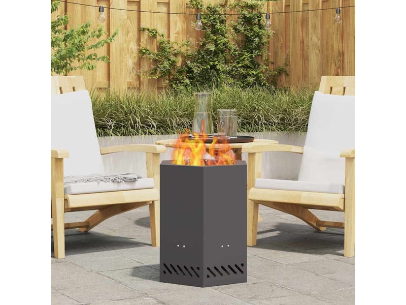  Brasero exterieur, foyer sans fumée noir 38x38x51 cm acier patiné shl450  - Conforama B