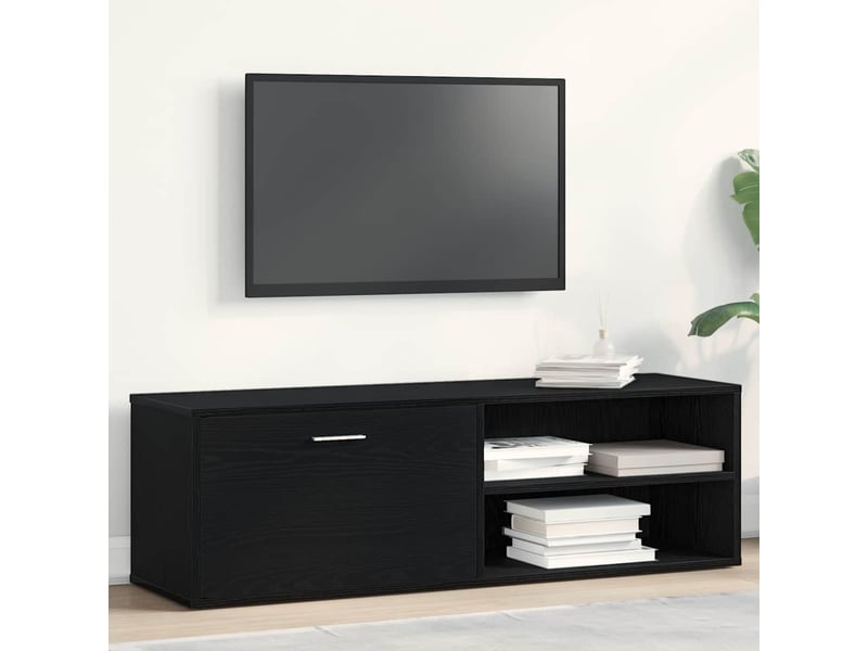  Meuble tv - banc tv - meuble de rangement en chêne noir 120x34x37 cm bois d'ingénierie  - Conforama B