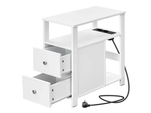 Table d'appoint, 60x60 cm, 1 pièce avec prises, panneau e1, blanc