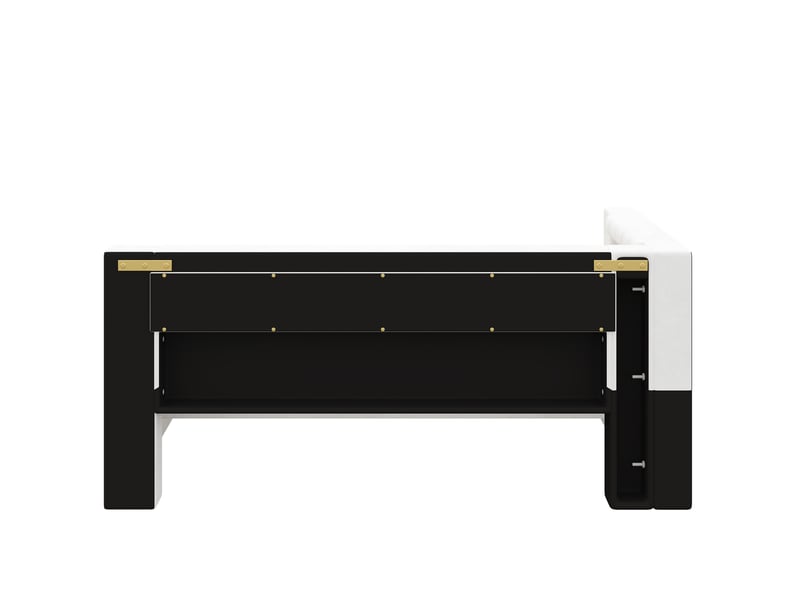  Lit jeune, lit banquette gigogne 90x200 cm, led et tiroirs en mdf, coloris blanc  - Conforama E
