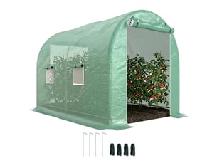 Serre de jardin, serre tunnel en métal vert 300x200x210cm