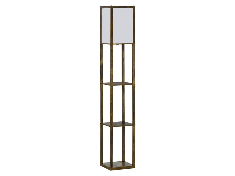  Lampadaire avec 3 compartiments de rangement pour ampoules e27 (40 w max.) pour salon, 26 x 26 x 160 cm, brun rustique  - Conforama A