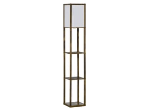 Lampadaire avec 3 compartiments de rangement pour ampoules e27 (40 w max.) pour salon, 26 x 26 x 160 cm, brun rustique