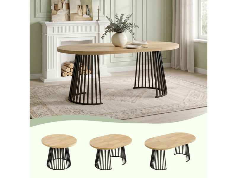  Table à manger extensible 100-138-176 x 100 cm, 4-8 personnes, chêne et noir Jamama eleni - Conforama B
