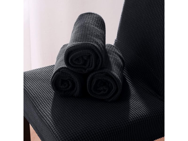  Lot de 4 housses de chaises de salle à manger, housses élastiques, adaptées à la décoration de banquets de mariage noir, lot de 4 pièces XLH-ZLS-009384MF - Conforama C