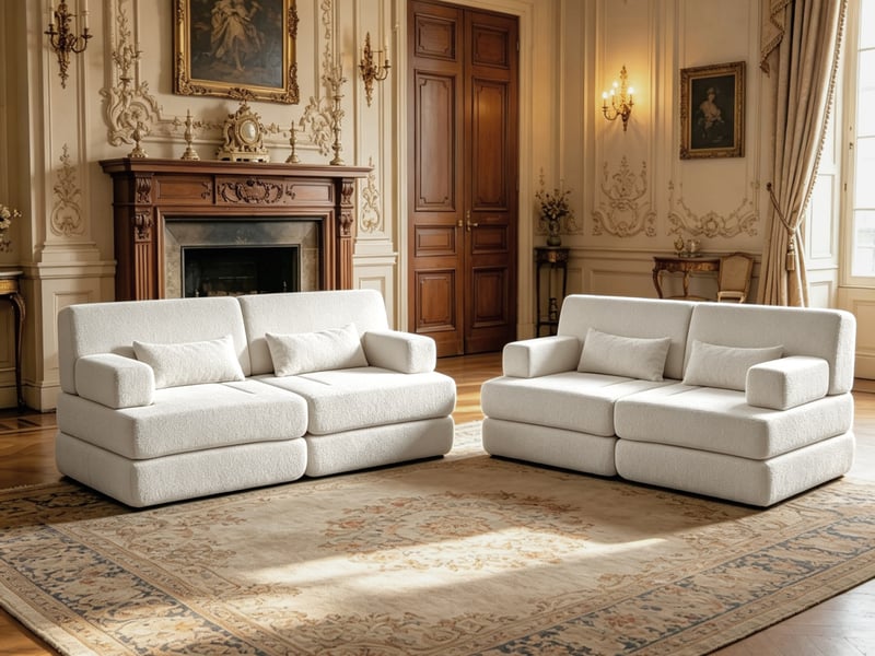 Canapé droit, paire de canapés droits, textile chenille, siège réglable pour intérieur, chambre ou bureau, 4 places, 80 x 90 x 182 cm, beige - Conforama B