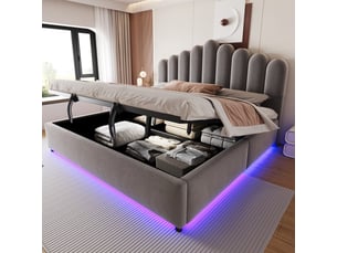 Lit coffre 180x200 cm SWEIKO   coloris gris
