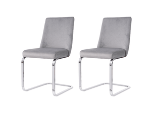 Chaise de salle à manger ulevr lot de 2, dossier à motif losange, hauteur 88 cm, assise 41,5 cm, velours et métal, gris et argent