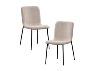 Leonor - lot de 2 chaises en tissu bouclette beige pieds en métal noir