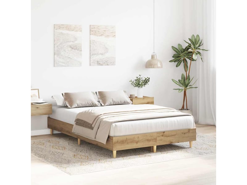  Lit double- lit adulte -  cadre de lit sans matelas chêne artisanal 120x190 cm  - Conforama B