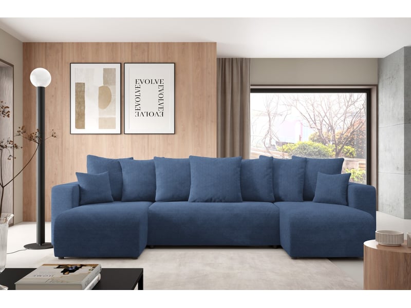 Canapé d'angle convertible evora u bleu - Conforama B