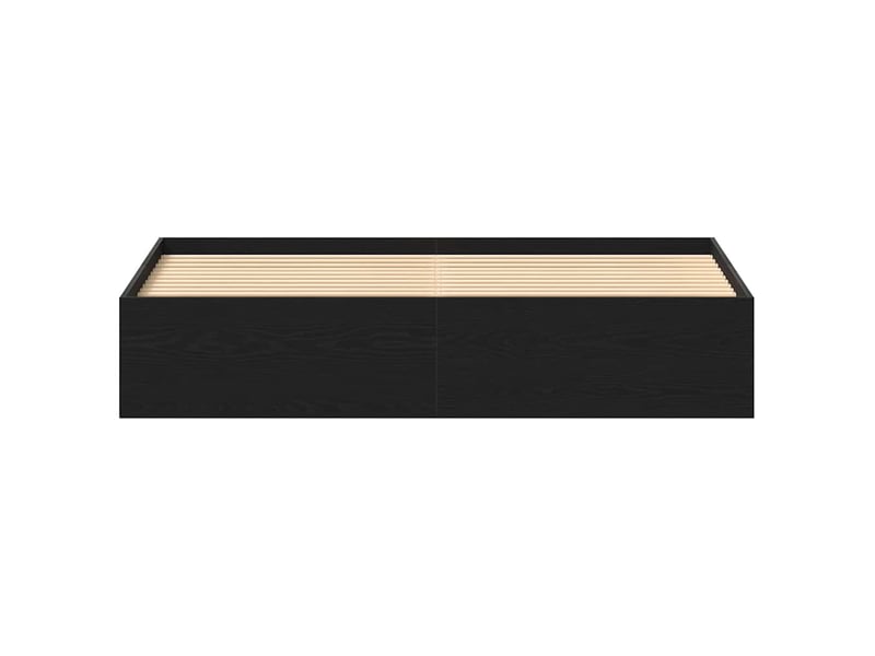  Lit double- lit adulte -  cadre de lit sans matelas en chêne noir 200x200 cm bois d'ingénierie  - Conforama D