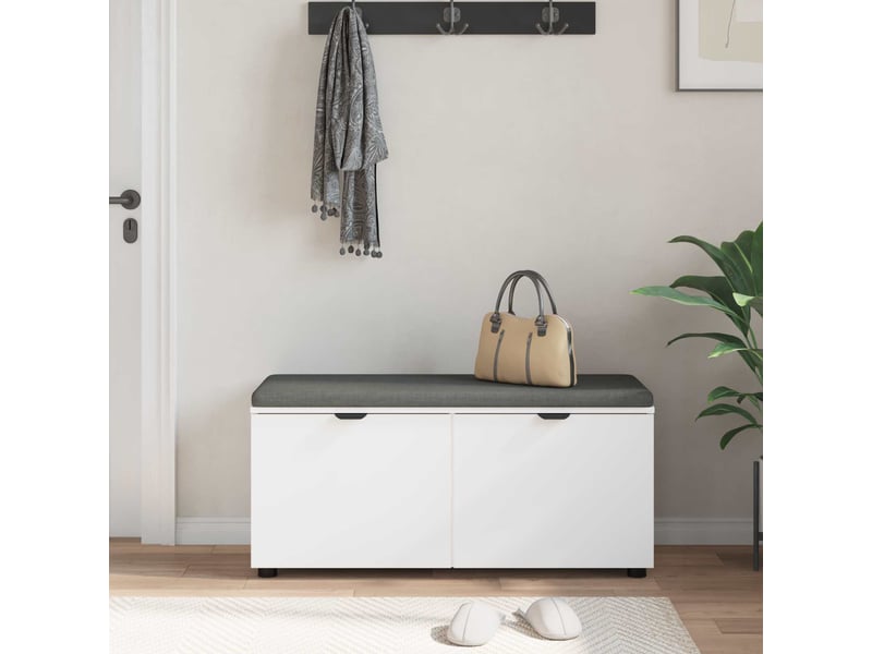  Banc d'entrée blanc 100x38x46 cm bois ingénierie et tissu shl90976  - Conforama D