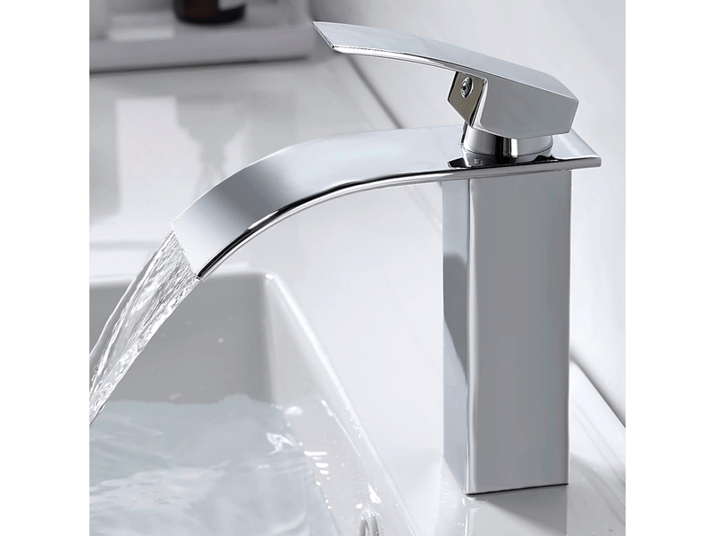  Robinets de lavabo, robinets de lavabo de salle de bains, robinets à poignée unique et bec de cascade à trou unique  - Conforama A
