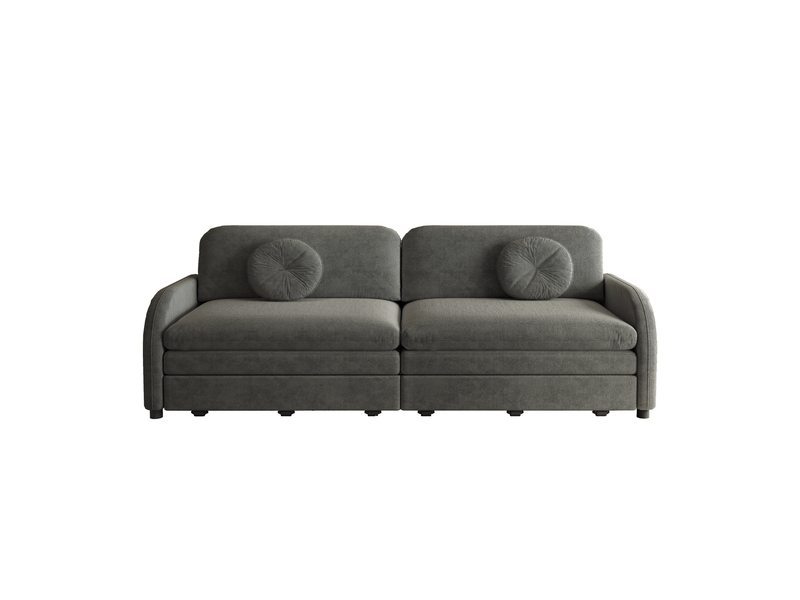  Canapé-lit canapé 3 places couchage d'appoint extensible fonction couchage 3-en-1 coussins amovibles poches de rangement latérales revêtement en chenille gris  - Conforama A