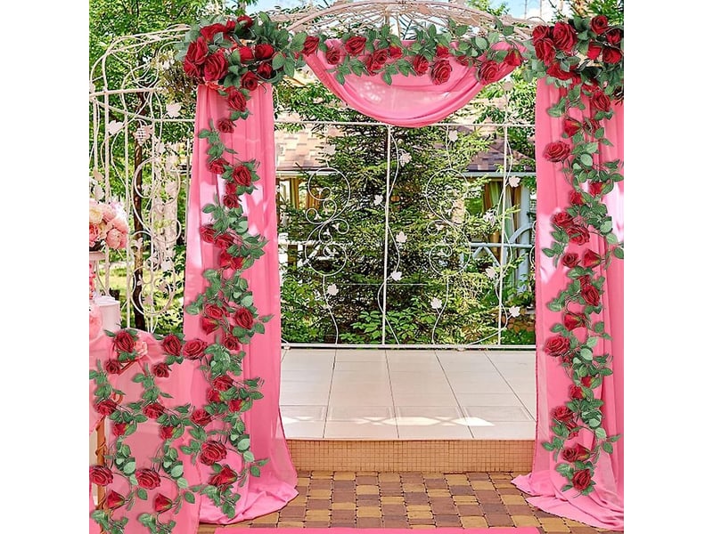  Pices 2.3mguirlande de roses artificielles artificielle rose vigne guirlande fleurs artificielles, soie fleur guirlandepour les arches ftes dco  - Conforama E