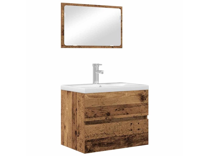  Ensemble de mobilier de salle de bain 2 pc bois ancien cf64042  - Conforama C