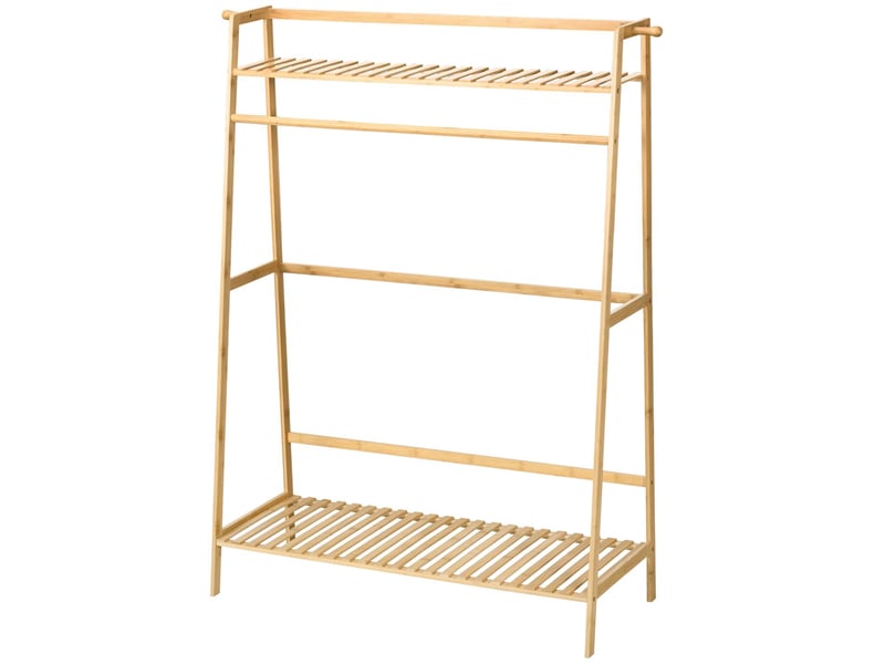  Portant à vêtements avec 2 étagères et penderie en bambou 114 x 40 x 139 cm  - Conforama B