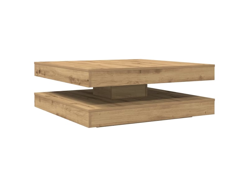  Table basse - table de salon - table à thé rotative à 360 degrés chêne artisanal 90x90x34,5 cm  - Conforama A
