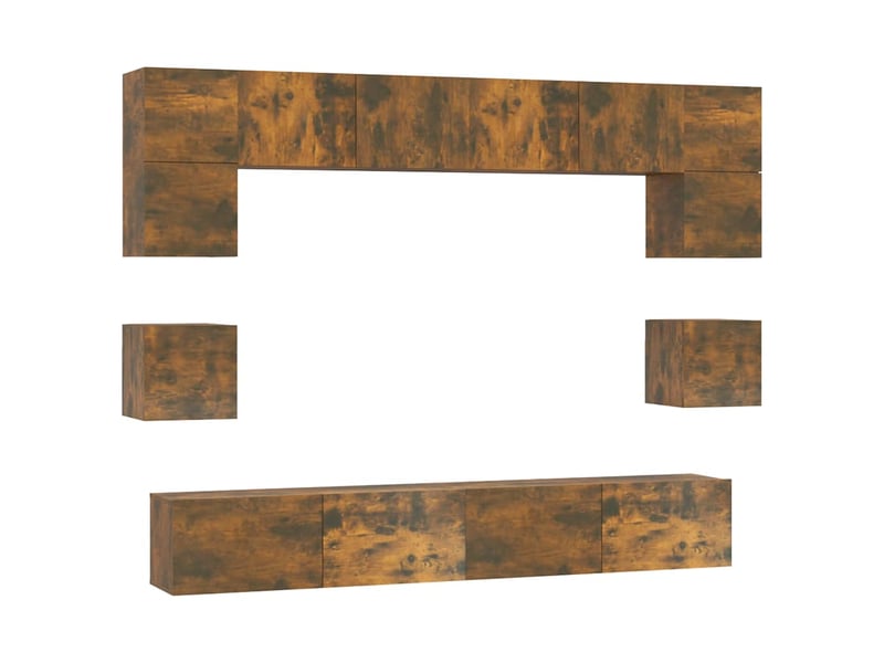  Ensemble de meubles tv - banc tv - meuble de rangement 8 pcs chêne fumé bois d'ingénierie  - Conforama A