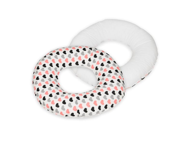  Coussin rond post natal coeurs roses-noirs-gris  - blanc 4200036.1 - Conforama A