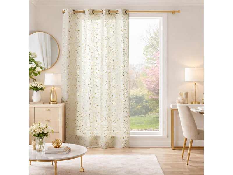 Rideau à œillets imprimé lysia 140x280cm naturel  - Conforama E