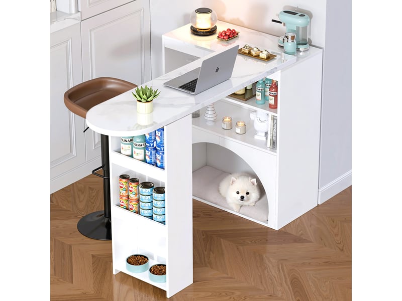  Table de bar blanc - 120cm mdf table de bar blanc - Conforama B