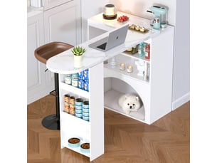 Bar coloris blanc <strong>MERAX</strong> <strong>table de bar blanc</strong> - 120 cm