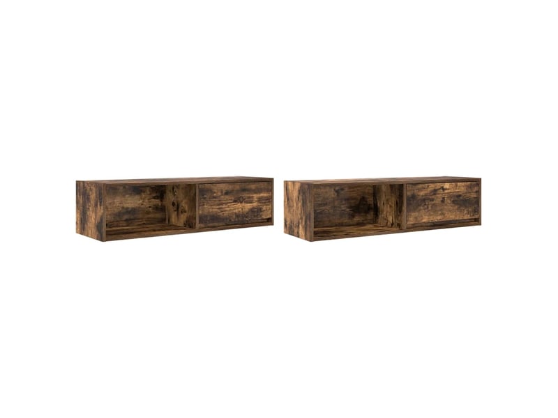  Lot de 2 meuble tv bas salon chêne fumé 100x31x25,5 cm bois d'ingénierie  - Conforama A