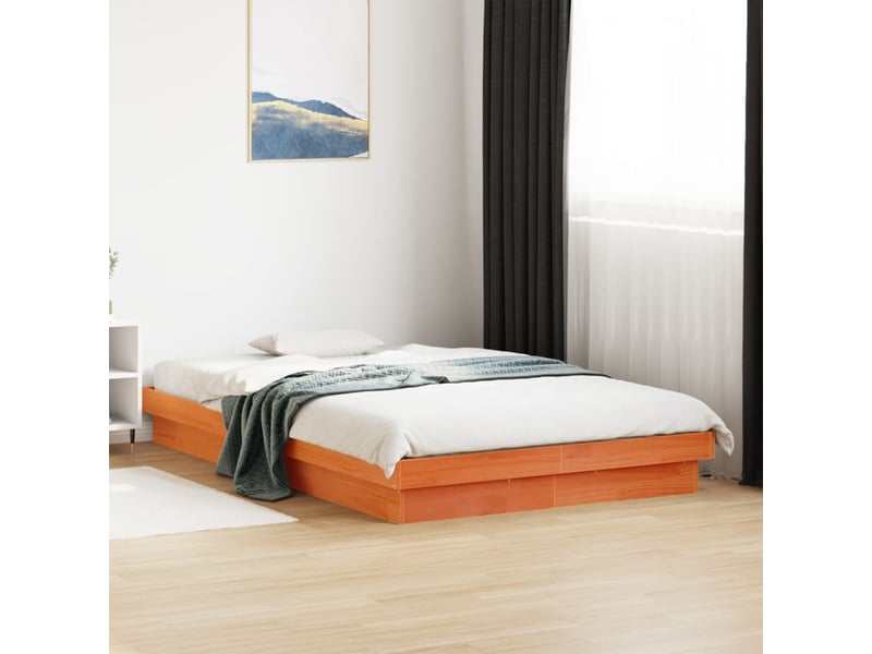  Lit double- lit adulte -  cadre de lit à led sans matelas 135x190 cm bois massif  - Conforama B