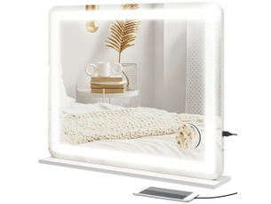 Miroir lumineux led intensité 3 modes d'éclairage, grossissement 10x,  port de charge usb, touche tactile - 80 x 62 cm