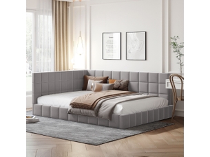 Lit banquette 140x200 cm    coloris gris