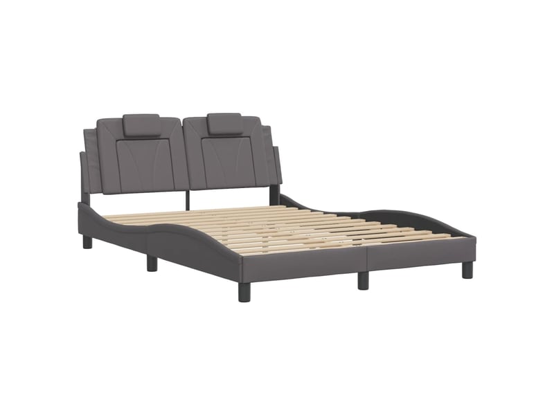 Lit adulte, lit double, cadre de lit viana avec led sans matelas gris 140x190cm cf16627 - Conforama C