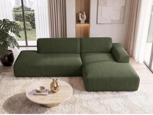 Canapé d'angle droit fixe <strong>AX LIVING </strong> <strong>Didim Duo</strong> 4 places Tissu vert