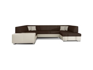 Canapé d'angle droit fixe MEUBLORAMA 6 places Polyester marron avec coffre de rangement