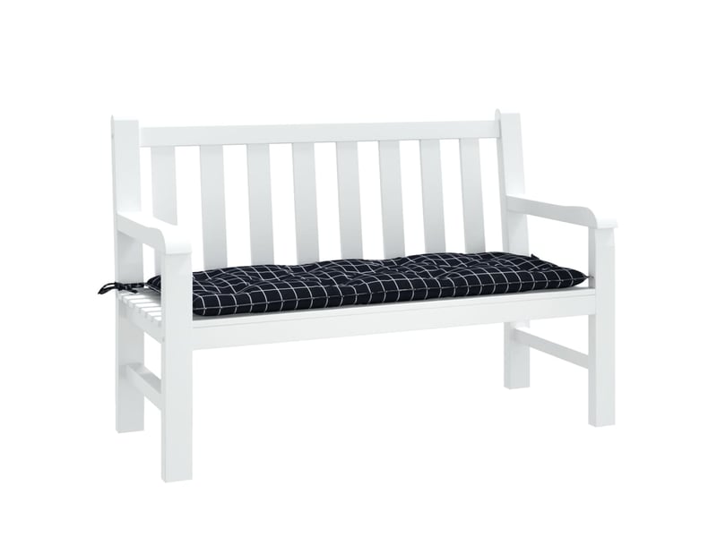  Coussin de banc de jardin, coussin d'assise carreaux noir 120x50x7 cm tissu cf52707  - Conforama C