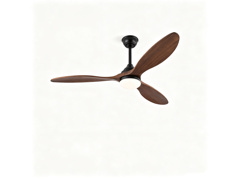  Ventilateur de plafond intérieur 132 cm noir avec éclairage led dimmable 3 cct, 3 pales en bois massif, moteur dc silencieux réversible  - Conforama A