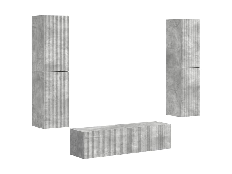  Ensemble meuble tv - banc tv - meuble de rangement 6 pcs gris béton bois d'ingénierie  - Conforama A