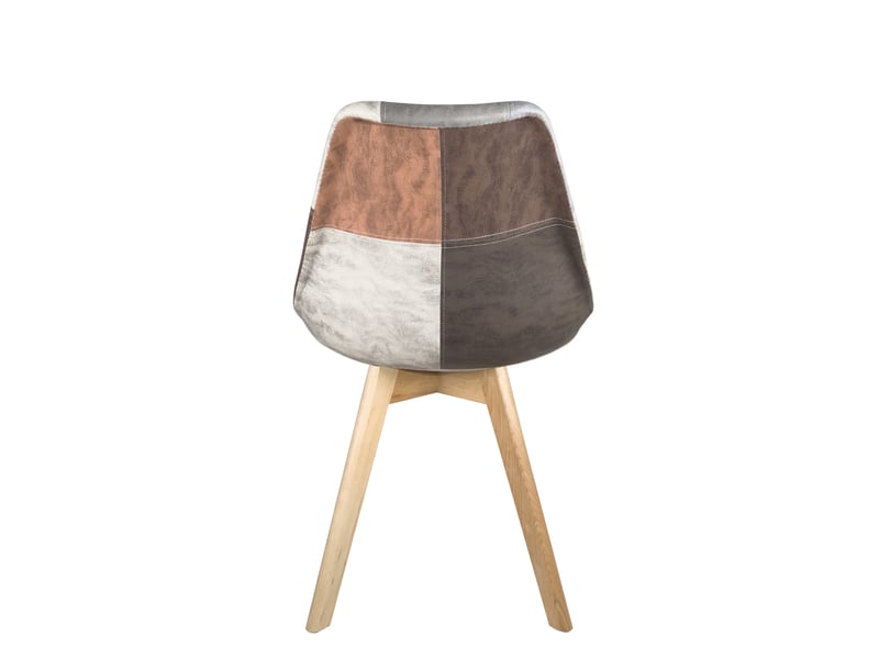 Lot de 2 chaises scandinaves patchwork multicolore large siège rembourré pieds bois clair lao (marron) 706-LAO - Conforama D
