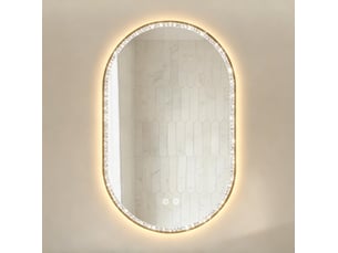 Miroir de salle de bains ovale led 50 x 80 cm doré, cadre en alliage d'aluminium brossé, éclairage réglable