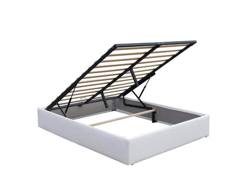 Ensemble lit coffre et matelas 160x200 cm - couleur : blanc - matelas latex accueil moelleux lorisblanc-marie-160x200-blanc - Conforama C