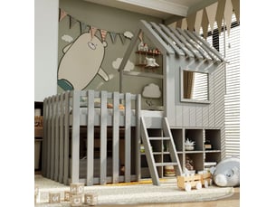 Lit cabane 90x200 cm <strong></strong> <strong></strong> coloris gris