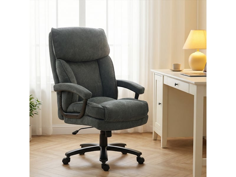  Grand fauteuil de bureau haut, capacité de charge de 200 kg, construction robuste, revêtement souple, gris  - Conforama D