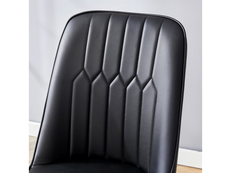  Lot de 2 chaises simili cuir noir – design minimaliste, assise large, pieds en métal antidérapants  - Conforama D