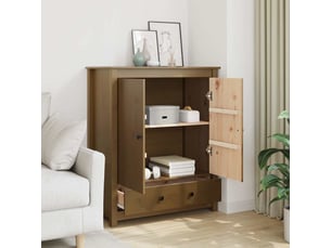 Buffet - bahut - meuble de rangement marron miel 83x41,5x100 cm bois massif de pin