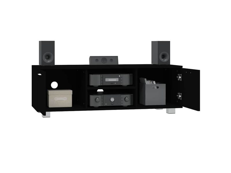  Meuble tv - banc tv - meuble de rangement noir 120x40,5x35 cm bois d'ingénierie  - Conforama C