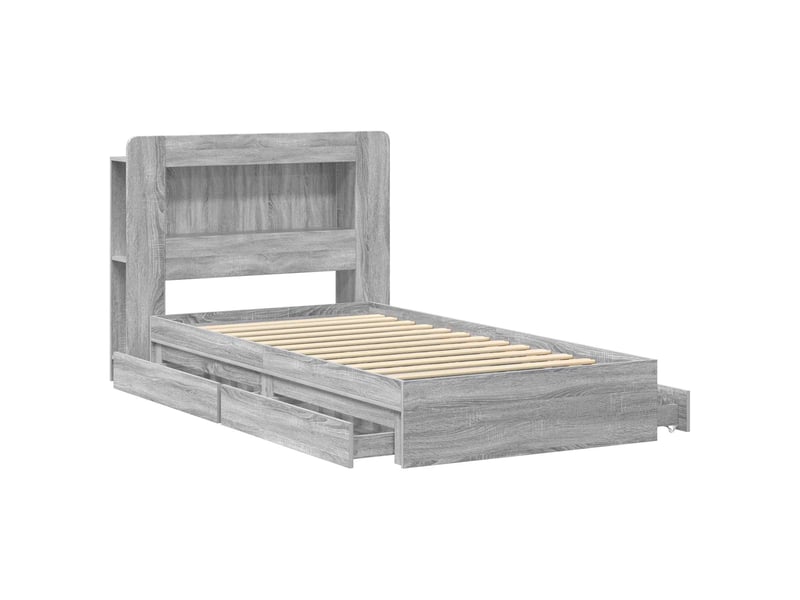  Lit simple- lit adulte -  cadre de lit avec rangement sonoma gris 100 x 200 cm  - Conforama C