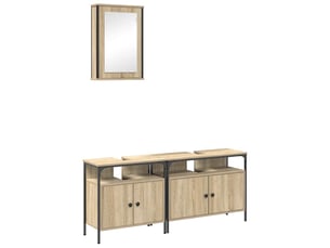 Ensemble de mobilier de salle de bain 3 pièces marron cf64484