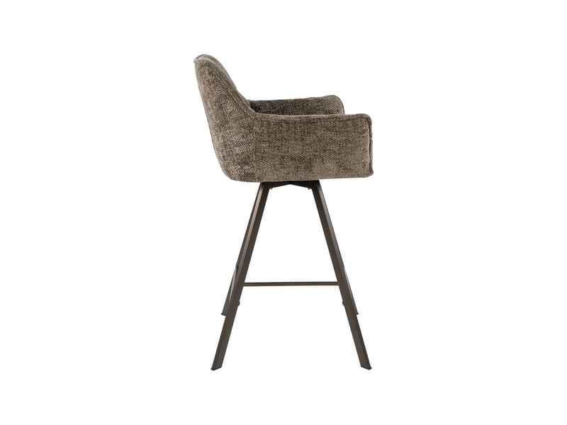  Lot 2 chaises de bar pivotantes tissu texturé taupe et bronze - jordi  - Conforama D