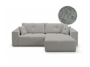 Canapé d'angle réversible convertible LOUNGITUDE CELINE 4 places Tissu bouclette Gris clair